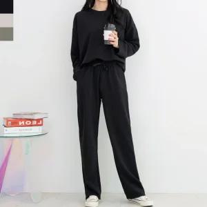 구김없는 여성츄리닝세트 맨투맨와이드바지 네추럴룩 체육복 봄