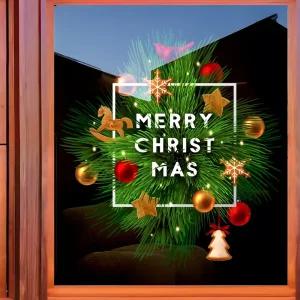 크리스마스 레터링 대형 창문스티커 시트지 화환 리스 트리 오너먼트 정전기 유리창 쇼윈도 매