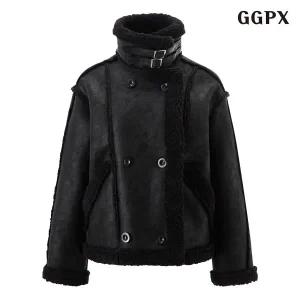 [GGPX]양털 배색 레더 무스탕 긴팔 자켓 (GPDJK002D)