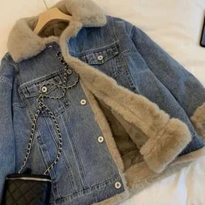 자켓 데님 트렌디룩 여성 겨울 청자켓 루즈핏 양털