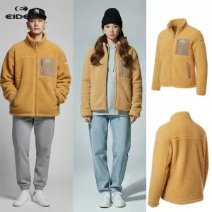 [백화점 출고] 아이더 플리스 남자 여성 그리드 유니 자켓 다크 머스터드 털 뽀글이 점퍼 후리스