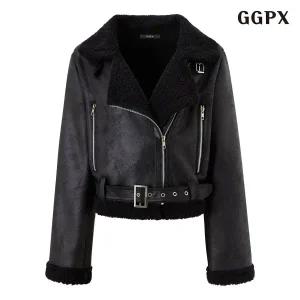 [GGPX]양털 배색 스트랩 레더 무스탕 자켓 (GPDJK011D)