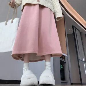 코듀로이 기모 롱스커트 빅사이즈 밴딩 가을 겨울 골덴 롱치마 캐주얼 A라인