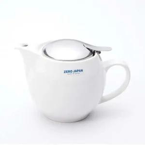 제로재팬 도자기 라운드 티포트 450ml 화이트 차포트 2인용티포트 차주전자 티주전자 도자기주전자 티팟