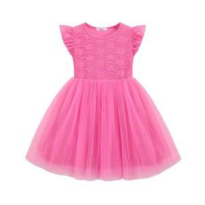 아샤이너 유아용 레이스 투투 드레스 러플 슬리브 3겹 툴레 플라워 웨딩 생일 여름 소녀