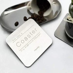 [골드스마일]소품사각티코스터 금속 실버 코스터 사각형 찻잔받침 컵받침홀더