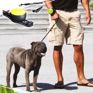 [골드스마일]강아지 핸즈프리 산책 자동줄 옐로우 1P 워킹줄 산책