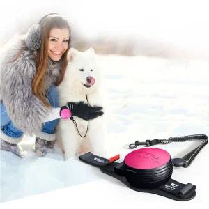 [골드스마일]강아지 핸즈프리 산책 자동줄 핑크 1P 워킹줄 리드줄