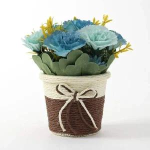 [골드스마일]조화 화분 카네이션 인테리어 소품 블루그린 장식화분