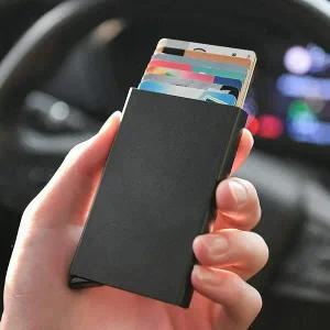 원터치 오토 슬라이드 메탈 카드지갑 카드홀더 블랙