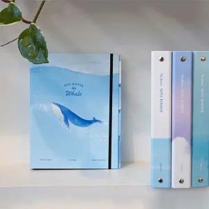[셀러에이드]3공 노트 핑크풋 고래 미니 바인더 리필가능 A4노트 설교노트