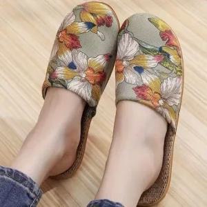 마그로나 플로럴 왕골 슬리퍼 여름 슬리퍼 실내화 바캉스 손님 가을 겨울 거실화 인테리어 주방 꽃