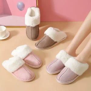 스티치양털슬리퍼 겨울 퍼 남성 여성 거실화 털실내화