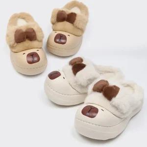 돌쥐 털실내화 - 겨울 통굽 털슬리퍼 곰돌이 햄스터 다람쥐 강아지 거실화 학생실내화