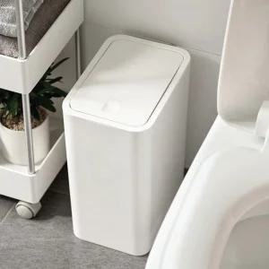 심플 원터치 슬림 휴지통 8.5L 욕실 사무실 매장 공부방 틈새휴지통