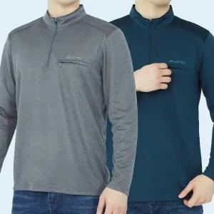 봄 여름 아빠옷 중년 남성 티셔츠 긴팔 무지티 작업복 상의 기능성 스판 일복 40대 50대 춘추 간절기 빅사이즈