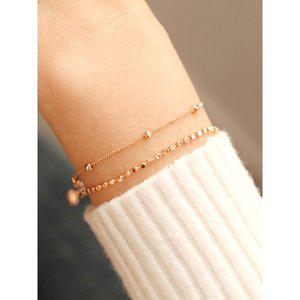 [미니멀피어싱]14K 18K 두줄 사각 볼 체인 레이어드 팔찌