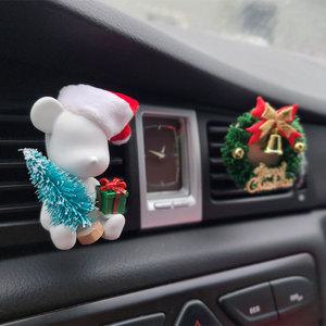 크리스마스 산타베어 차량용 석고방향제 + 미니 리스 선물세트(리필오일5ml포함)