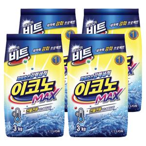 라이온 비트 일반 이코노맥스 3KG 가루세제 파우치 4개