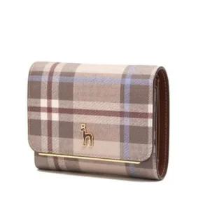 [헤지스](대구신세계)[HAZZYS ACC] 아이보리 가죽 배색 체크 퍼피로고 중지갑  HIWA4E323I3