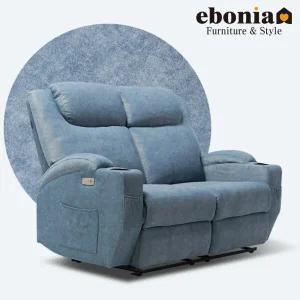 [에보니아] 코모드 2인용 전동리클라이너 컵홀더형 아쿠아스웨이드