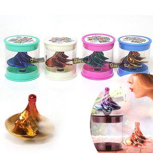 바람으로 회전하는 요술팽이 4개 1세트 매직팽이 자석 작동 놀이