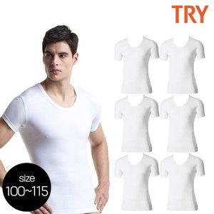 [TRY][무료배송]트라이 TMTSB01 빅사이즈 U넥 순면 반팔 티셔츠 런닝 6종(100~115)