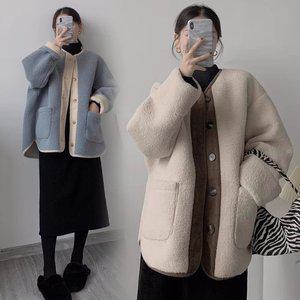 44-88 오버핏 캐주얼 러블리 양털 점퍼 자켓, 빅사이즈 후리스 뽀글이 아우터