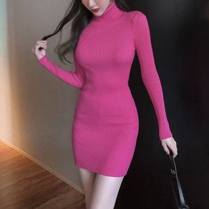 겨울 여성 골지 목폴라 원피스 니트원피스