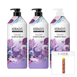 케라시스 퍼퓸 바이올렛 로즈 샴푸 1L, 2개+린스 1L, 1개+증정(토탈케어 칫솔, 일반모, 1개)