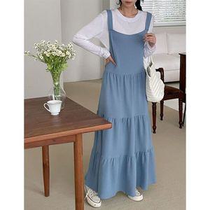 빅사이즈 멜빵 캉캉 롱 원피스 ar24106