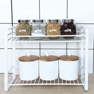 주방 부엌 싱크대 양념 통 수납 정리 2단 선반 화이트