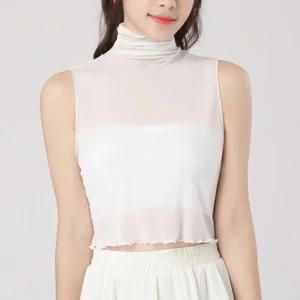 여성 망사 나시 목폴라 목티 얇은 페이크 이너