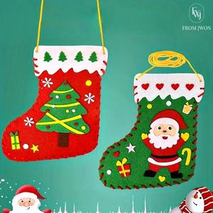 크리스마스 양말 주머니 DIY 부직포 만들기 키트 트리 장식 어린이 유치원 놀이