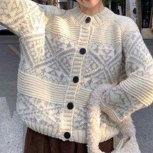 [신세계라이브쇼핑][샵앤] 여성 라운드넥 보헤미안 노르딕 나그랑 니트 가디건 MSE-WCD-20164-아이보리