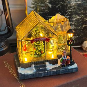 크리스마스 오르골 무드등 (그린하우스) 장식 움직이는 자동오르골