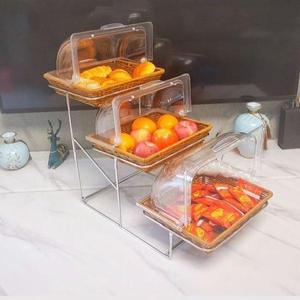 뷔페호텔빵트레이 플레이트 레스토랑 3단 플립 커버 선반 접시 쇼케이스 과자 케익 럭셔리
