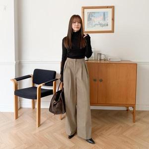 [기타]겨울 하이웨이스트슬랙스 스판 일자 여성정장 와이드팬츠
