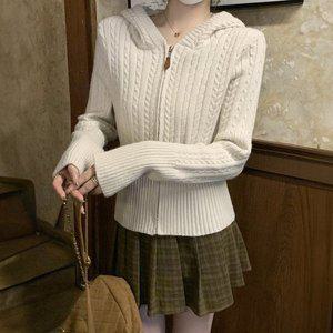 [기타]로렐 꽈배기 후드 가디건 니트 집업 아우터