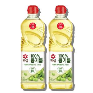 백설 식용유 콩기름 0.9L 2개 콩 100% 대두유