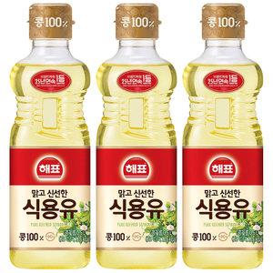 사조 해표 콩기름 0.5L x 3개 / 식용유 유지류 오일 기름