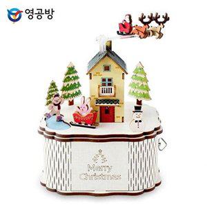 [셀러허브 1]영공방 오르골만들기 DIY 회전 우드 오르골 크리스마스 타운 (컬러) (YM986)