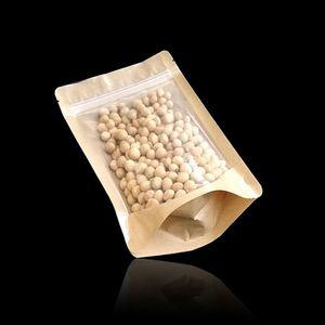 [모두쇼핑]전면투명 크라프트 진열 지퍼스탠드 15X22cm 100장 크라프트봉투 종이봉투 포장봉투 지퍼봉투