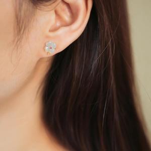 시리즈 쿠빅 자연주의 백옥 연옥 옥 귀걸이 네잎클로버 셀프귀뚫기 링귀걸이