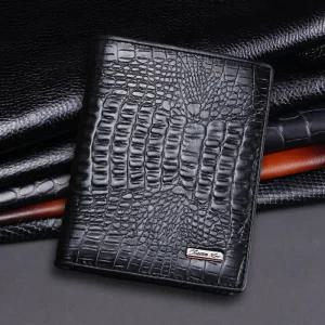 크리스찬케리 남성 소가죽 중지갑 CK-2204 악어무늬 블랙 카드 지폐 수납 지갑