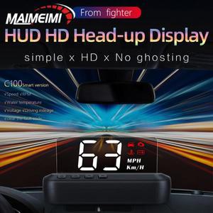 C100 OBD2 HUD 자동차 헤드 업 디스플레이 앞 유리 프로젝터 온보드 컴퓨터 속도계 RPM 온도 KMH 부품