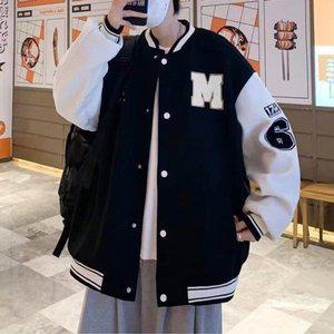 남자 알파벳패치 야구점퍼 스타디움 배색 자켓 오버핏