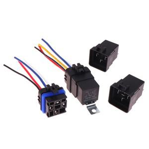 1PCS DC 12/24V 40A 4/5핀 AMP 방수 릴레이 하네스 주석 도금 구리선 5핀 SPDT 보트 자동차 팬 차량용 소켓