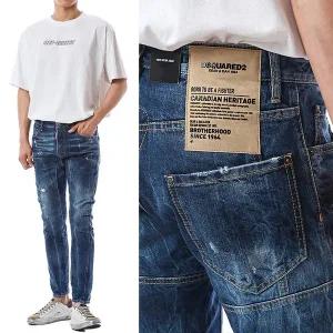 [디스퀘어드2]디스퀘어드 캐네디언 로고패치 크랙 진청진_슬림바이커핏/71LB0882