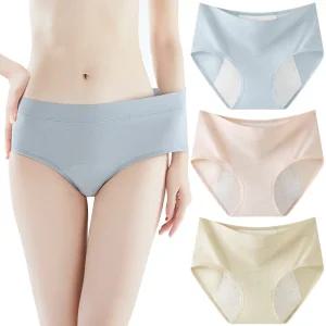 미미캐츠 3매세트 빅사이즈 105~120까지 여성 면스판 샘방지 위생팬티 길고 넓은 방수존 P-7351